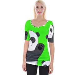 Cute Pandas Wide Neckline Tee