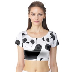 Cute Pandas Short Sleeve Crop Top (tight Fit) by Valentinaart