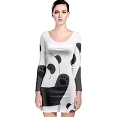 Cute Pandas Long Sleeve Bodycon Dress by Valentinaart