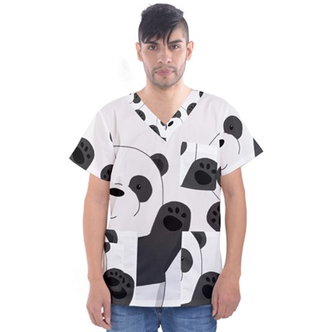 Cute Pandas Men s V-neck Scrub Top by Valentinaart