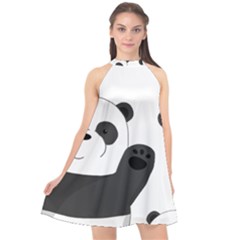 Cute Pandas Halter Neckline Chiffon Dress  by Valentinaart