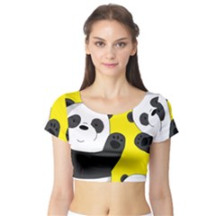 Cute Pandas Short Sleeve Crop Top (tight Fit) by Valentinaart