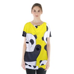 Cute Pandas Skirt Hem Sports Top