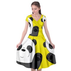 Cute Pandas Cap Sleeve Wrap Front Dress by Valentinaart