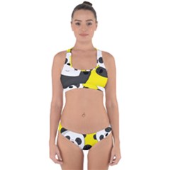 Cute Pandas Cross Back Hipster Bikini Set