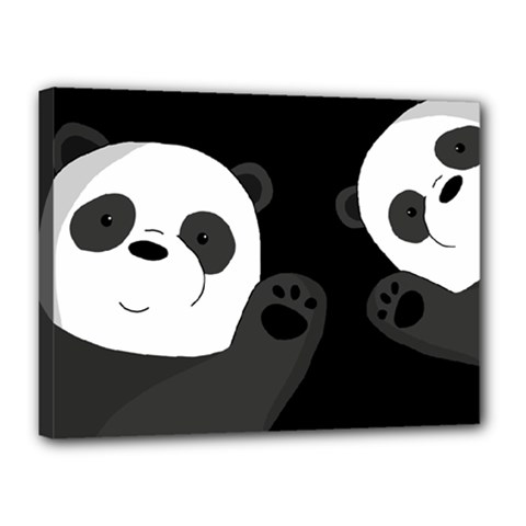 Cute Pandas Canvas 16  X 12  by Valentinaart