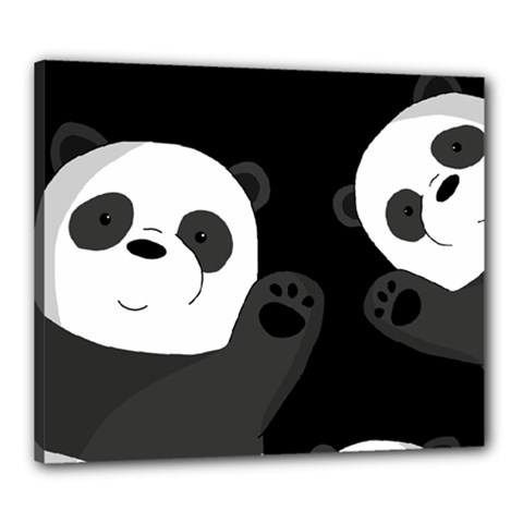 Cute Pandas Canvas 24  X 20  by Valentinaart