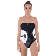 Cute Pandas Tie Back One Piece Swimsuit by Valentinaart