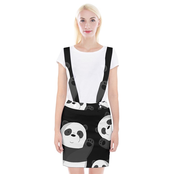 Cute pandas Braces Suspender Skirt