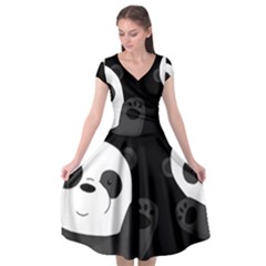 Cute Pandas Cap Sleeve Wrap Front Dress by Valentinaart