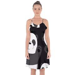 Cute Pandas Ruffle Detail Chiffon Dress by Valentinaart