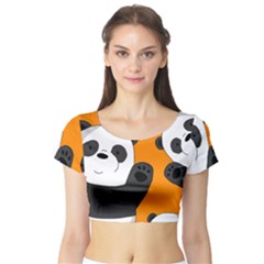 Cute Pandas Short Sleeve Crop Top (tight Fit) by Valentinaart