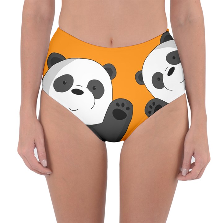 Cute pandas Reversible High-Waist Bikini Bottoms