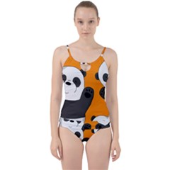 Cute Pandas Cut Out Top Tankini Set