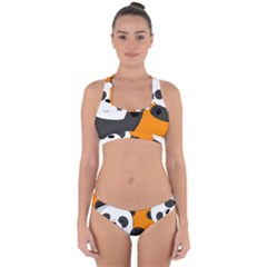 Cute Pandas Cross Back Hipster Bikini Set