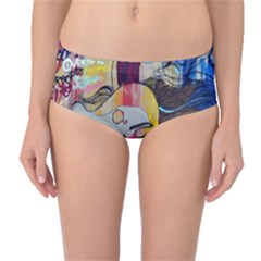 Graffiti Mural Street Art Painting Mid-waist Bikini Bottoms by BangZart