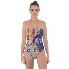 Graffiti Mural Street Art Painting Tie Back One Piece Swimsuit