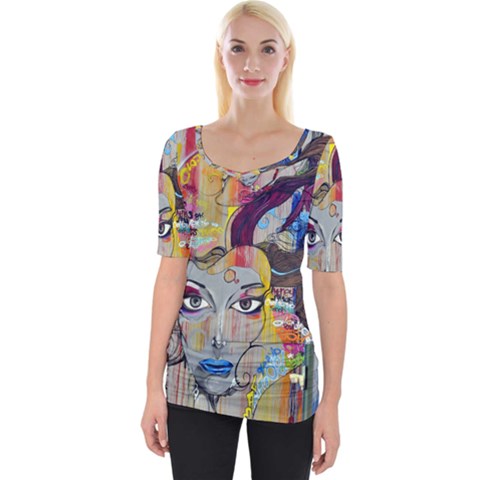 Graffiti Mural Street Art Painting Wide Neckline Tee by BangZart