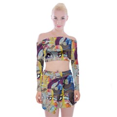 Graffiti Mural Street Art Painting Off Shoulder Top With Skirt Set by BangZart