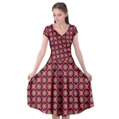 Kaleidoscope Seamless Pattern Cap Sleeve Wrap Front Dress