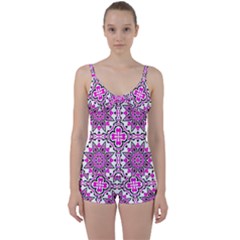 Oriental Pattern Tie Front Two Piece Tankini