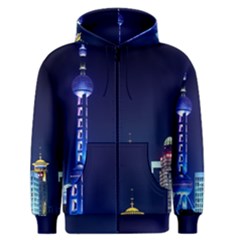 Shanghai Oriental Pearl Tv Tower Men s Zipper Hoodie by BangZart