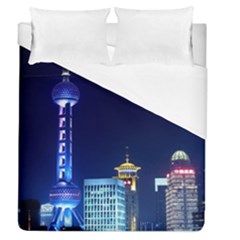 Shanghai Oriental Pearl Tv Tower Duvet Cover (queen Size)