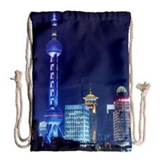 Shanghai Oriental Pearl Tv Tower Drawstring Bag (large) by BangZart