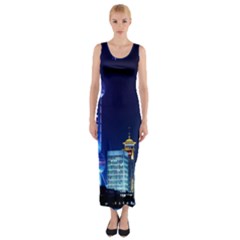 Shanghai Oriental Pearl Tv Tower Fitted Maxi Dress by BangZart