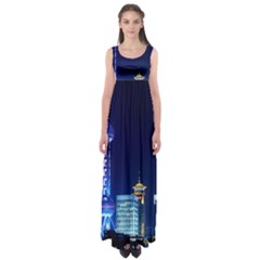 Shanghai Oriental Pearl Tv Tower Empire Waist Maxi Dress by BangZart