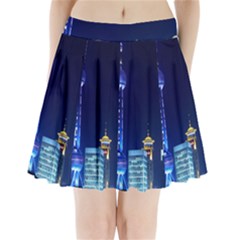 Shanghai Oriental Pearl Tv Tower Pleated Mini Skirt by BangZart