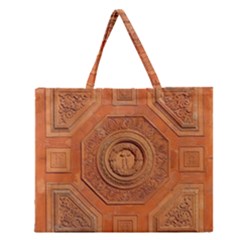 Symbolism Paneling Oriental Ornament Pattern Zipper Large Tote Bag