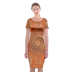 Symbolism Paneling Oriental Ornament Pattern Classic Short Sleeve Midi Dress by BangZart