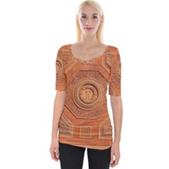 Symbolism Paneling Oriental Ornament Pattern Wide Neckline Tee