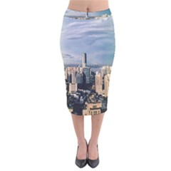 Shanghai The Window Sunny Days City Velvet Midi Pencil Skirt by BangZart