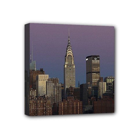 Skyline City Manhattan New York Mini Canvas 4  X 4  by BangZart