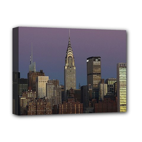 Skyline City Manhattan New York Deluxe Canvas 16  X 12   by BangZart