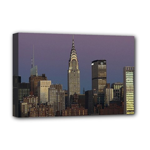 Skyline City Manhattan New York Deluxe Canvas 18  X 12   by BangZart