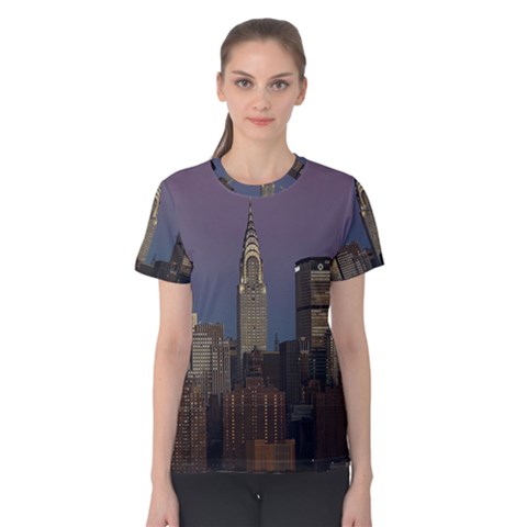 Skyline City Manhattan New York Women s Cotton Tee by BangZart