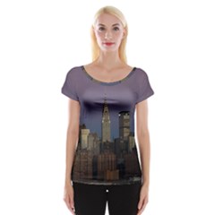 Skyline City Manhattan New York Cap Sleeve Tops by BangZart