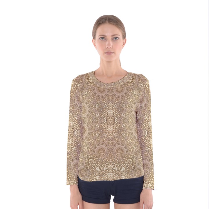 Ornate Golden Baroque Design Women s Long Sleeve Tee