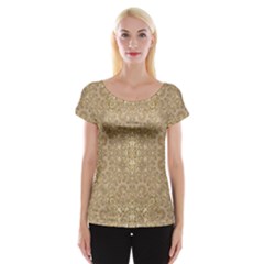 Ornate Golden Baroque Design Cap Sleeve Tops by dflcprints