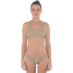 Ornate Golden Baroque Design Cross Back Hipster Bikini Set