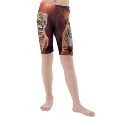 Cute Little Tiger Baby Kids  Mid Length Swim Shorts by FantasyWorld7