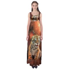 Cute Little Tiger Baby Empire Waist Maxi Dress by FantasyWorld7