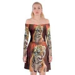 Cute Little Tiger Baby Off Shoulder Skater Dress