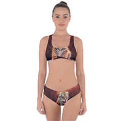 Cute Little Tiger Baby Criss Cross Bikini Set