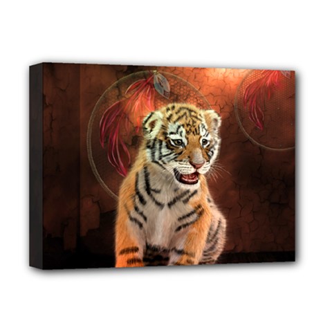 Cute Little Tiger Baby Deluxe Canvas 16  X 12   by FantasyWorld7