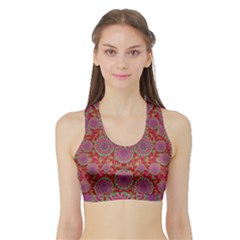 Hearts Can Also Be Flowers Such As Bleeding Hearts Pop Art Sports Bra With Border by pepitasart