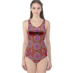 Hearts Can Also Be Flowers Such As Bleeding Hearts Pop Art One Piece Swimsuit by pepitasart